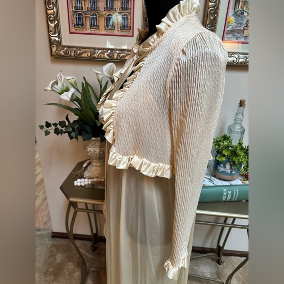 Vintage Gilligan & O'Malley Cream Maxi Lace Slip Dress & Crop Top Set Sz S - Picture 6 of 15